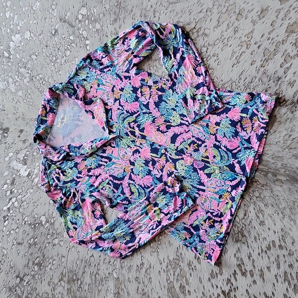 Lilly Pulitzer Oyster Bay Navy Seen and Herd Knit PJ Top SzS - Picture 3 of 7